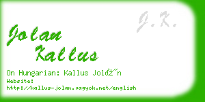 jolan kallus business card